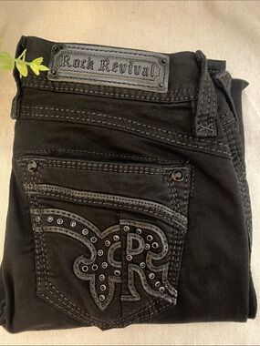 Rock Revival Beryl Black Skinny Stretch Jean, Size 28